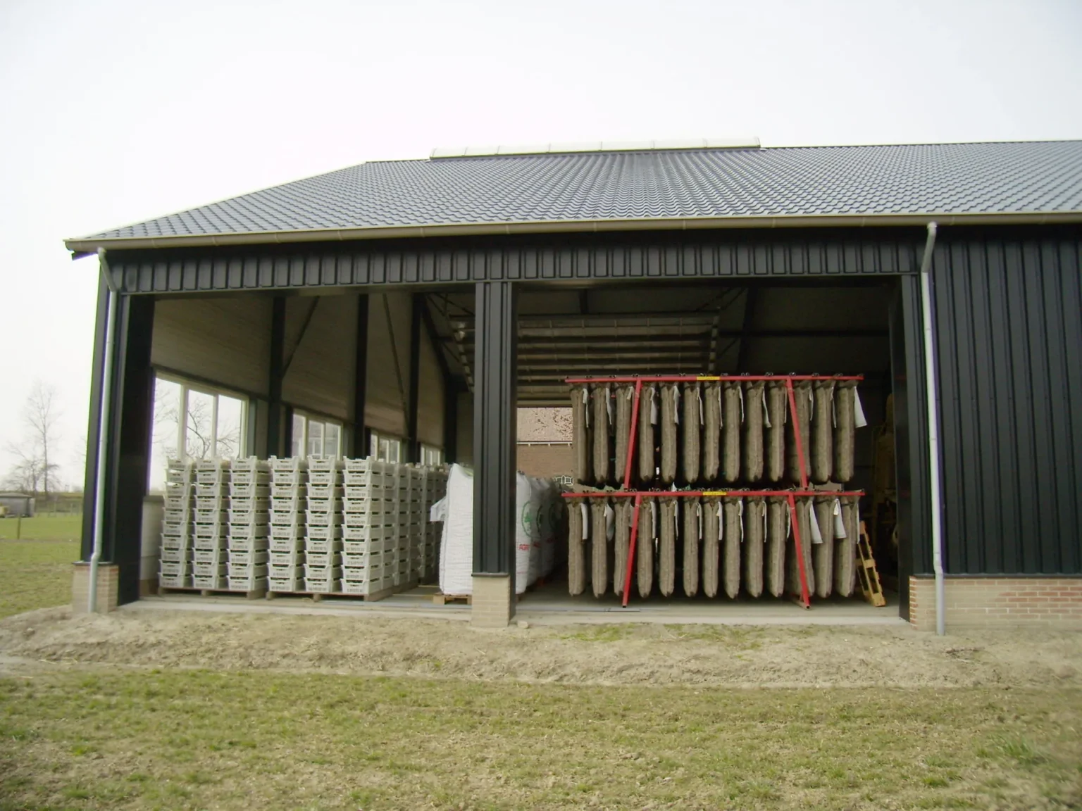 Trekschuur om aardappelen voor te kiemen